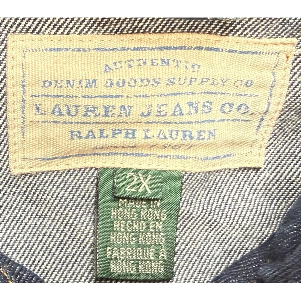Lauren Jeans Co. Ralph Lauren Women's Vtg‎ Fireman Clasp Denim Jacket Size 2X - Picture 4 of 11
